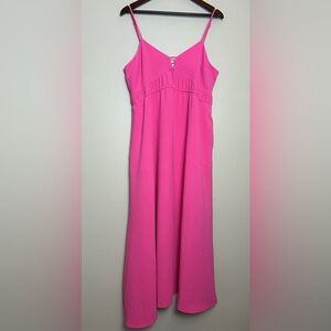 A New Day Spaghetti Strap Adjustable Slip Dress Large Maxi Barbie Pink Pockets